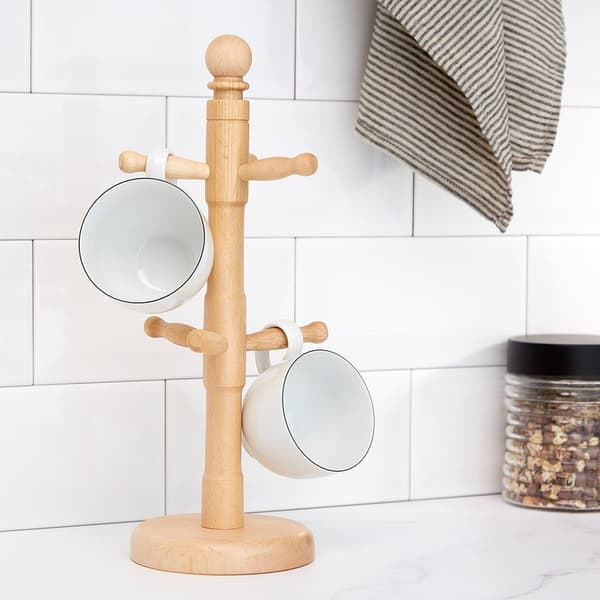 KitchenCraft Krusholder/Krusstativ, 6 Kroker, Bøketre, 11,5 cm x 32,5 cm