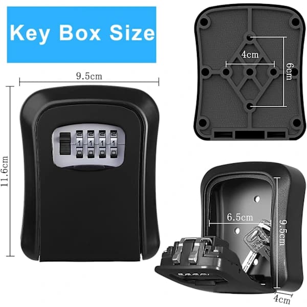 Key Cabinet Wall Mounted, Outdoor Key Box, Key Box with 4-Digit Combination, Waterproof and Security Box