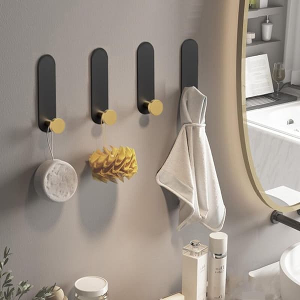 Self-Adhesive Wall Hooks, Metal Towel Hooks, Modern Coat Hooks, Heavy Duty Robe Hooks for Bathroom, Bedroom, Kitchen, Shower, Door, 6-Pack