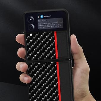 Kolfiber-fodral med textur för Samsung Galaxy Z Flip4 (Blå)