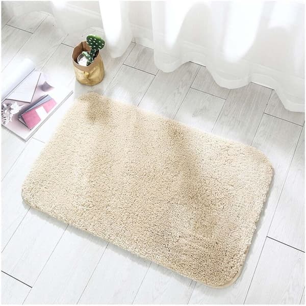 Soft Absorbing Non-Slip Bathroom Mat, 50x80 cm, Beige, Washable, Skin-Friendly