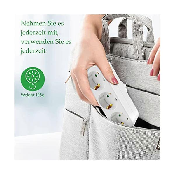 Power strip without cable, 250v/16a adapter, portable sockets, 3680w converter EU plug [Db] White White