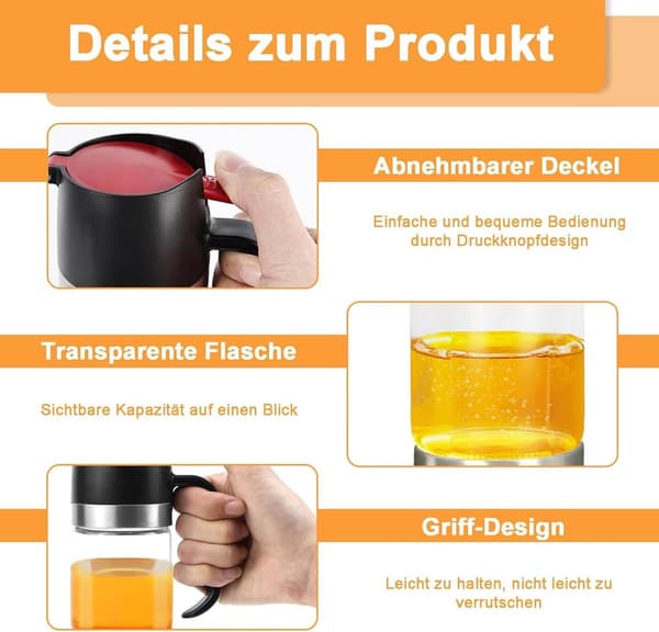 Allecto Premium 350 ml honungsdispenser – droppfri, tryck-dropp, för sirap, olja, såser, svart