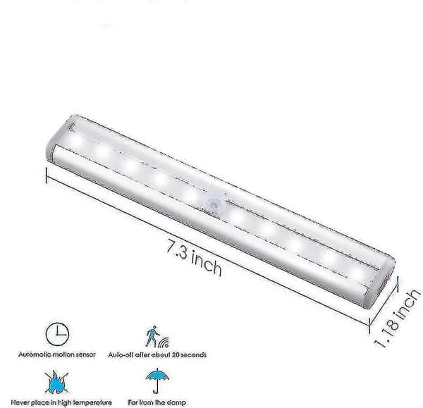 3-pak Opgraderet USB-genopladelig 10 LED Magnetisk Bevægelsessensorlampe