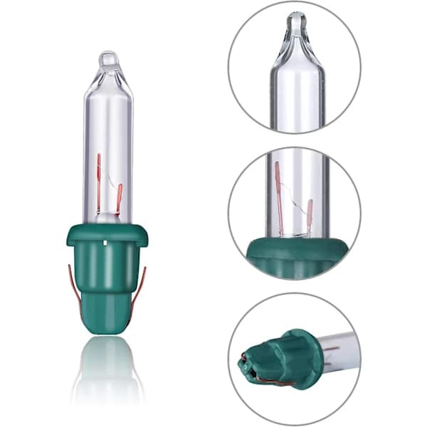 Christmas Light Replacement Bulbs - Mini Incandescent Bulbs 2.5V Mini Glass Bulbs with Base, 0.17 Amp, 0.425 Watt Clear