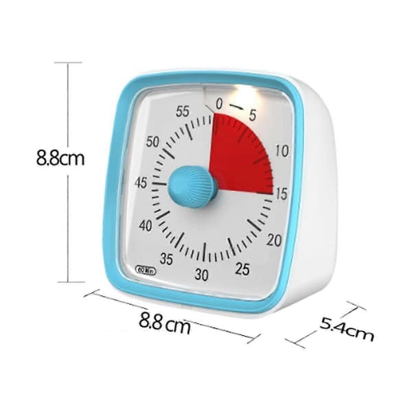 Visuel Timer med Natlampe, 60 Minutters Nedtællingstimer til Børn og Voksne, Tidsstyringsværktøj (blå)