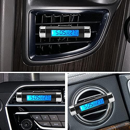 Car Temperature Clock Clip-on Car Thermometer Auto Dashboard Digital Clocks Vehicle Temperature Gauge with Backlight