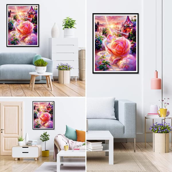 DIY diamantmaling, diamantkunstmaleri farverige blomster sæt