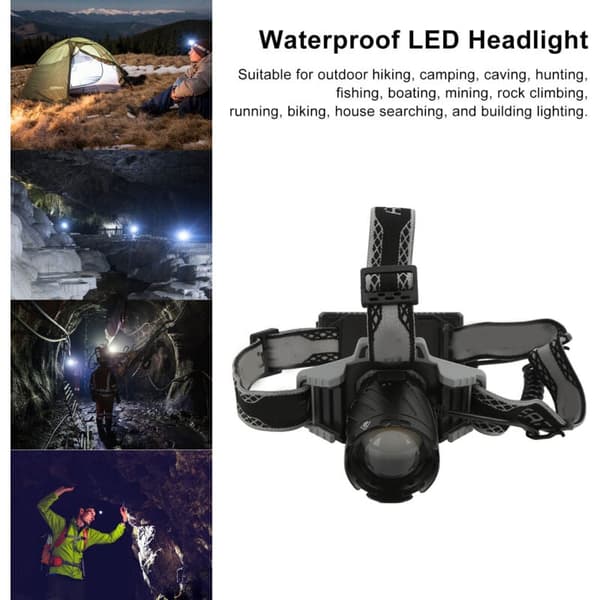 XHP99 USB Rechargeable Zoomable 9-Core LED Headlamp, Super Bright for Outdoor Activities