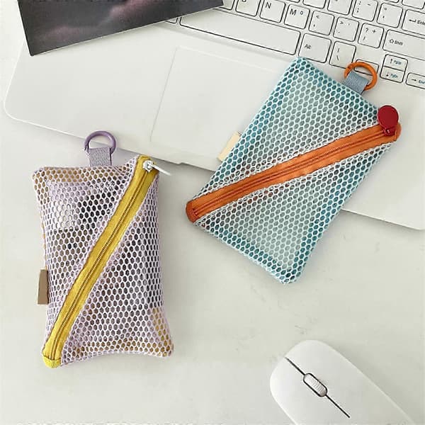 Mesh Coin Purse Lightweight and Breathable Change Pouch Storage Organizer for Coins and Small Items Light Pink Light pink