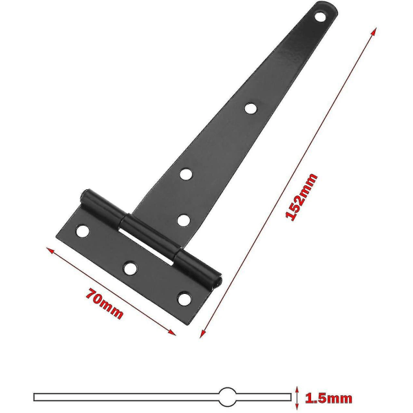 6-pack Garden Shed T-Hinges 6 Inch Heavy Duty Forged Steel Does Not Rust Black