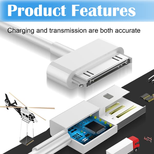 2-pakning 30-pinners USB-ladekabel for eldre iPhones og iPads - Hvit