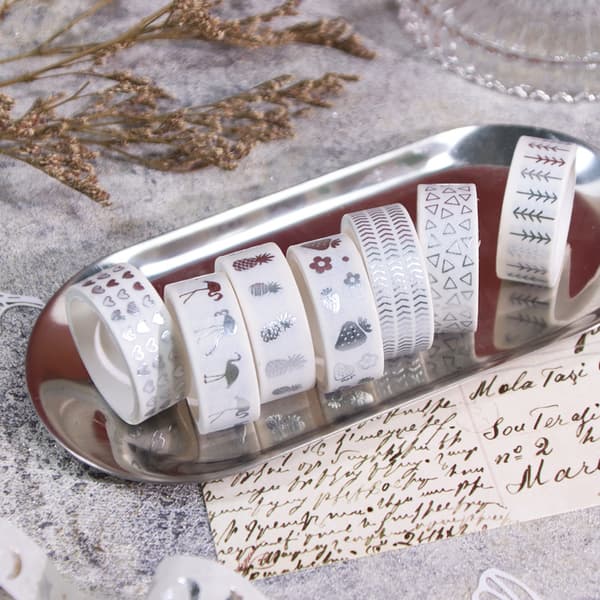 10 ruller Washi-tape, kobbermønster, dekorativ, fargerik