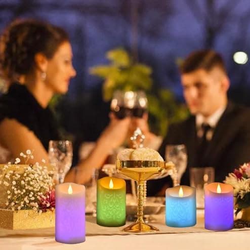 3-pack LED Flameless Candles, Color Changing Real Wax Candles with Remote Control, Timer & Flickering Flame