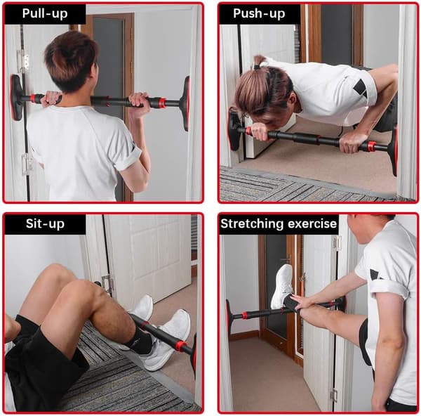 Adjustable Pull Up Bar for Door Width 70-90cm, with Non-Slip Mat and Safety Lock, Thick Steel, Max User Weight up to 200kg