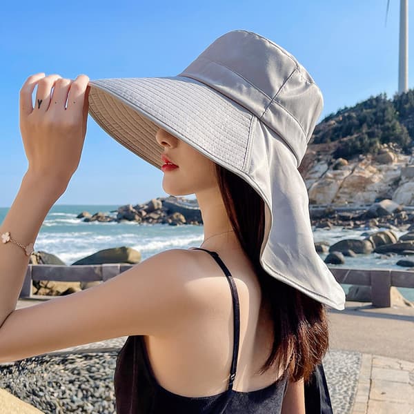 Rosa farve Dame strandhat foldbar bred skygge sommerhat Floppy Hat Strand Bucket Hat Havehat