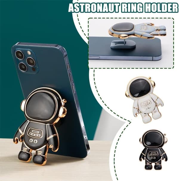 Telefon greb universel telefon ringholder astronaut form klæbrig finger greb telefonholder foldbart greb 2-pak