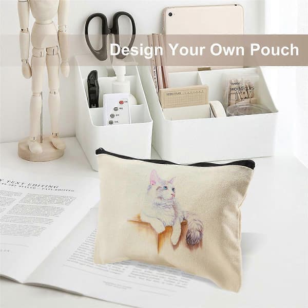 12-pack Canvas Zipper Bags, Empty DIY Pouches for Travel Cosmetics [DB]