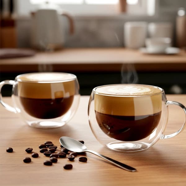 Dobbeltvæggede glas til kaffe og te, 280 ml, sæt med 2