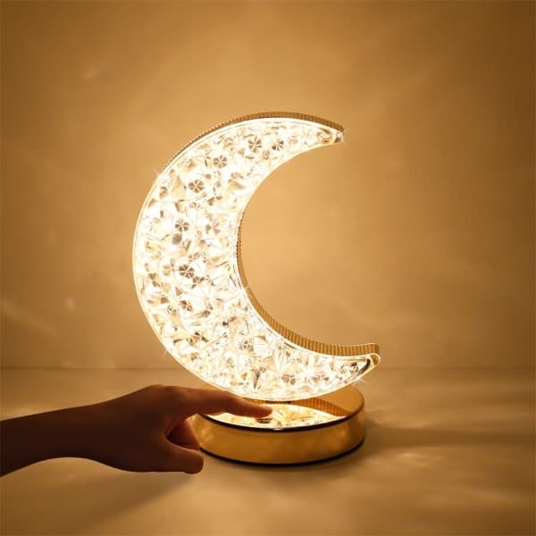 Månelampe, 3 fargemoduser Touch Lunar Lamp, Krystallbordlampe for barn Flickr-rom Ramadan-dekorasjon Måne Moon