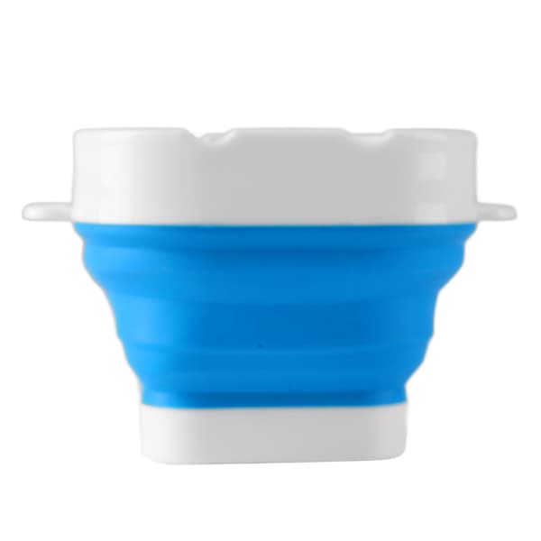 Foldable Brush Washer Professional Thickened Bottom Silicone Brush Bucket for Beginners with Scrub Board Blue