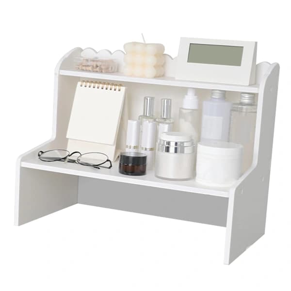 Wooden Display Desk Shelf Desk Multi-layer Storage Rack Mini Bookshelf Cosmetics Organizer S[CO]