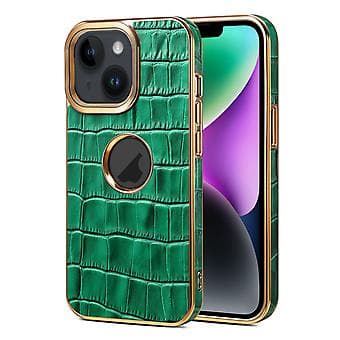 Denior Krokodillteksturert PU-deksel til iPhone 15 (grønn)
