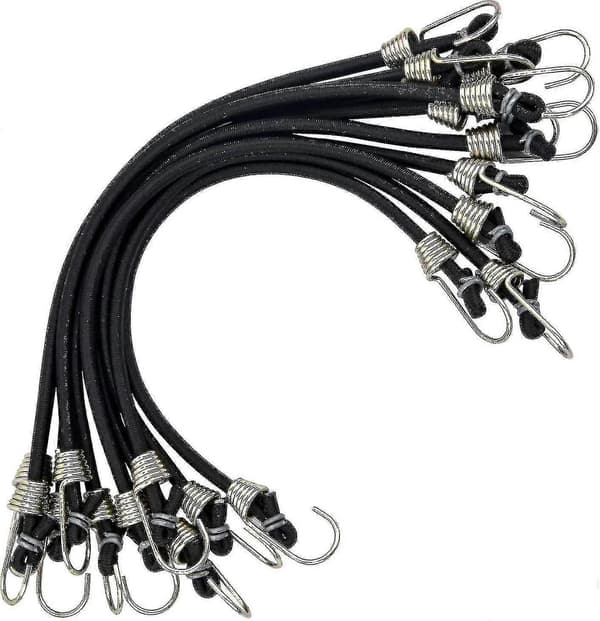 Pakke med 10 elastiske stropper, bagagestropper med kroge, korte elastiske stropper