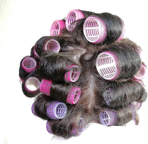48 mm Large Hair Rollers, Self-Adhesive, Hairdressing Rollers, Large, (Rose Red), 12/24-Pack