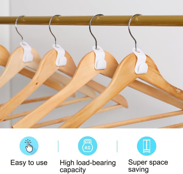 Clothes Hanger Connector Hooks, 20 Pcs Clothes Hanger Hooks Super Space Saving for Wardrobe, White