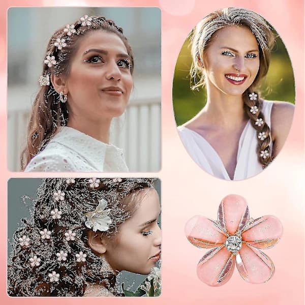 10-pak Mini Diamant Hårklemmer, Små Blomster Hårklemmer til Kvinder, Hårtilbehør til Piger, Søde Mini Hårklemmer