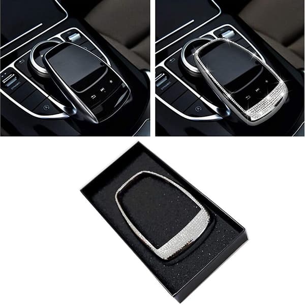Bling Krystall Interiør Mediekontroll Deksel for E300L C200L C180L E C Klasse GLC W205 W213