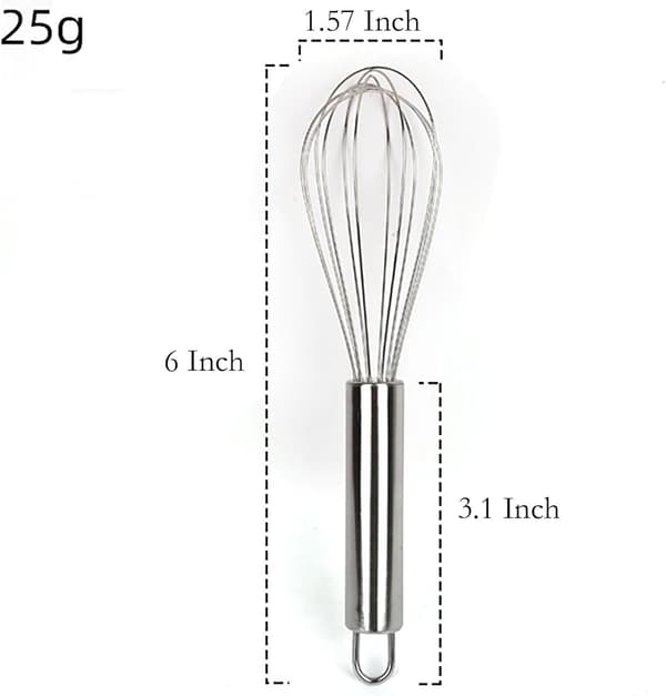 Manuell eggvisp, 2-delt 15 cm lange visper i rustfritt stål for brød, kaker og matlaging (15 cm)