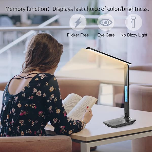 LED Desk Lamp 3 Color Modes 5 Brightness Levels Bedside Table