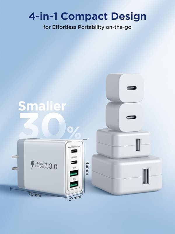Kompatibel USB C-lader, 40W USB Multi Hurtiglader, Flere USB-uttak USB-ladeadapter, USB-lader{EE},A