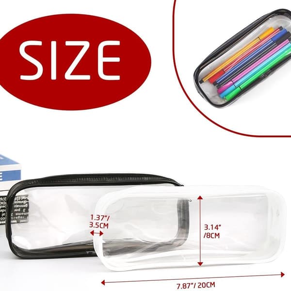 2-pack transparent pencil cases, clear toiletry bags, pencil cases, clear