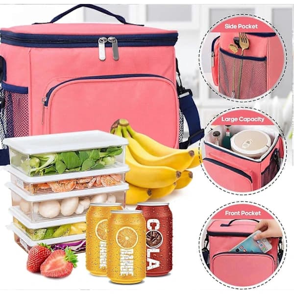 1 pc Lunch Bag, Work Bag with Thermal Insulation, 11L Large Bag with Double Compartments for Food, Lunch Cooler