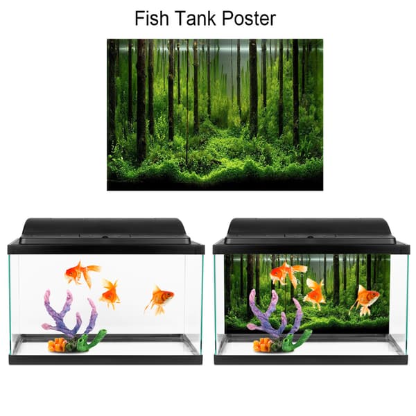 Underwater Forest PVC Self-Adhesive Aquarium Background Poster 91x50cm