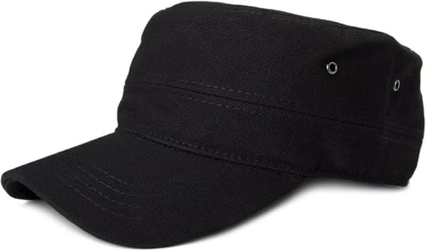 En bomull khaki militærhatt, 56-60 cm, justerbar for menn og kvinner