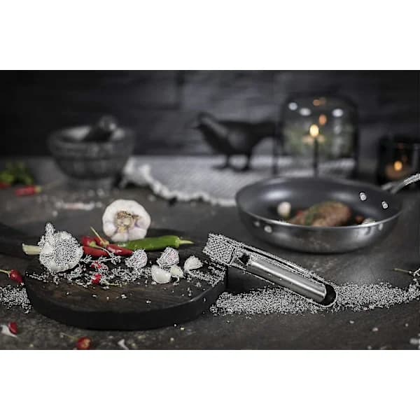 Rikon Epicurean Hvidløgspresser, Rustfrit stål, 16,5 x 2,5 x 3,8 cm, Sølv
