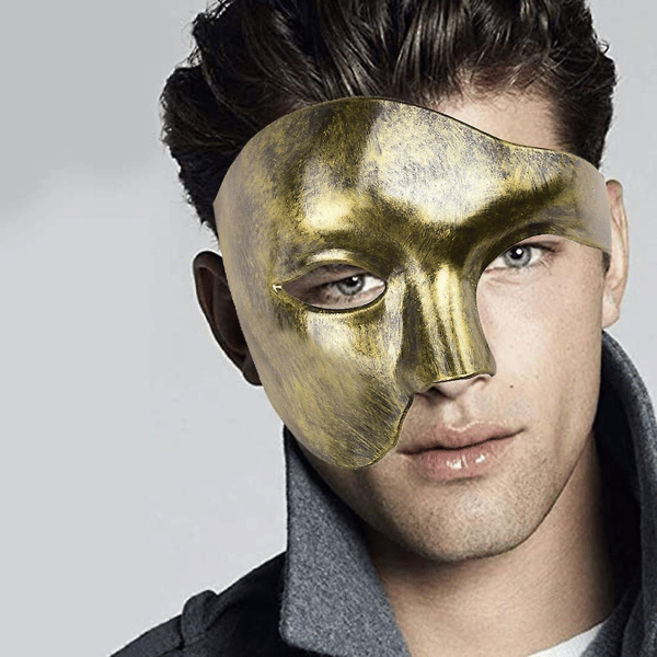 Halloweenfest Mænds Enøjet Maskerade Øjenbind Spøgelsesmaske (sort eller antik)