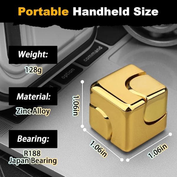 Infinite Gear Fidget Cube - 2-i-1 Transformerbar Spinner - Stresslindring (Gull)