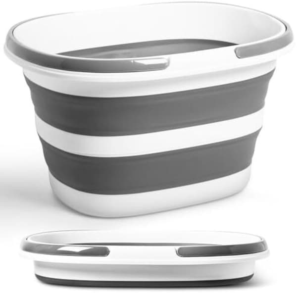 Foldable bucket 16L with handle, space-saving silicone collapsible cleaning bucket for camping, home, car, portable washbasin