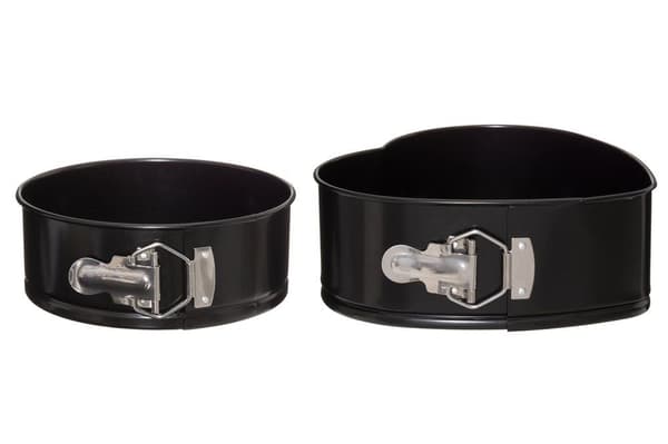 Bakeformer med avtakbar bunn – 2-pakning hjerteformet og rund Svart black