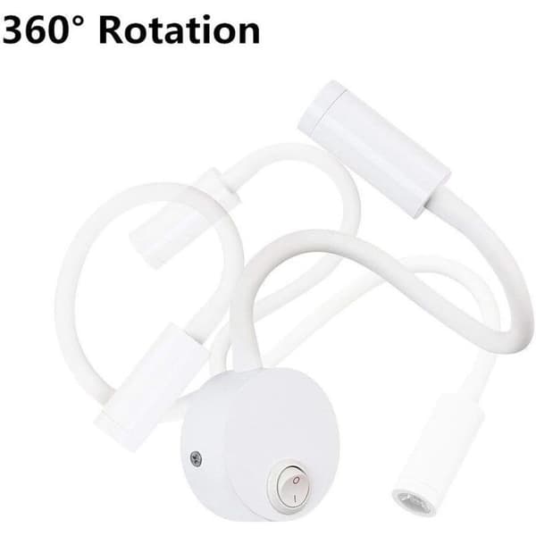2 Pieces LED Wall Reading Lamp Silver Aluminum, Desk Lamp Warm White Light Eye Protection Design, Bedside Lamp with Switch