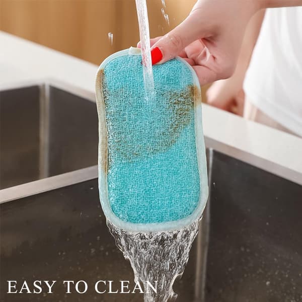 Organic Scouring Sponges, 4 Pieces, Antibacterial Reusable Microfiber