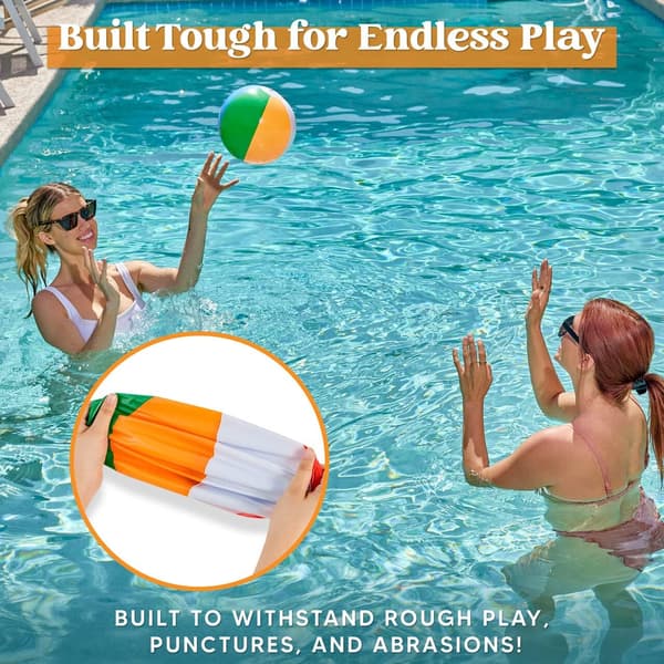 Regnbågsbadbollar (12-pack), 30 cm uppblåsbara poolleksaker för sommarvattenlekar.