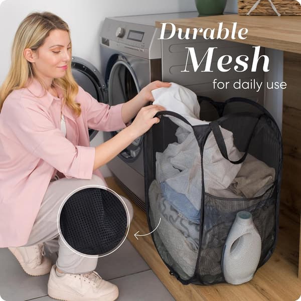 Foldable Laundry Basket - 60 x 30cm - Laundry Baskets - Mesh - Breathable - Durable - Laundry Sorter