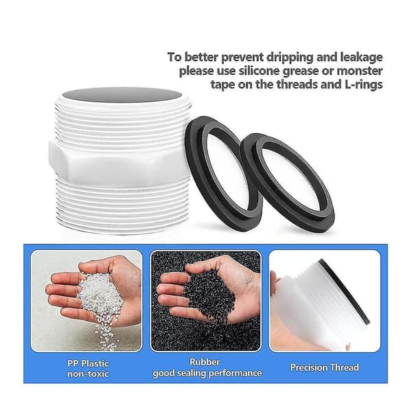 Poolslangeadapter 1,5 tommer til poolpumpeslange med ringpakninger, reservedele til poolslangeadapter