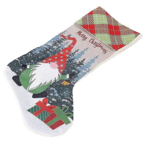 Christmas Decorative Stocking Faceless Doll Pattern Children's Gift Bag for Festival Costume Party Red Hat[DB]